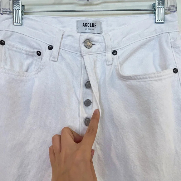 AGOLDE White Denim 90s Straight Leg High Waist Classic Button Fly Jeans 26 - Picture 5 of 12